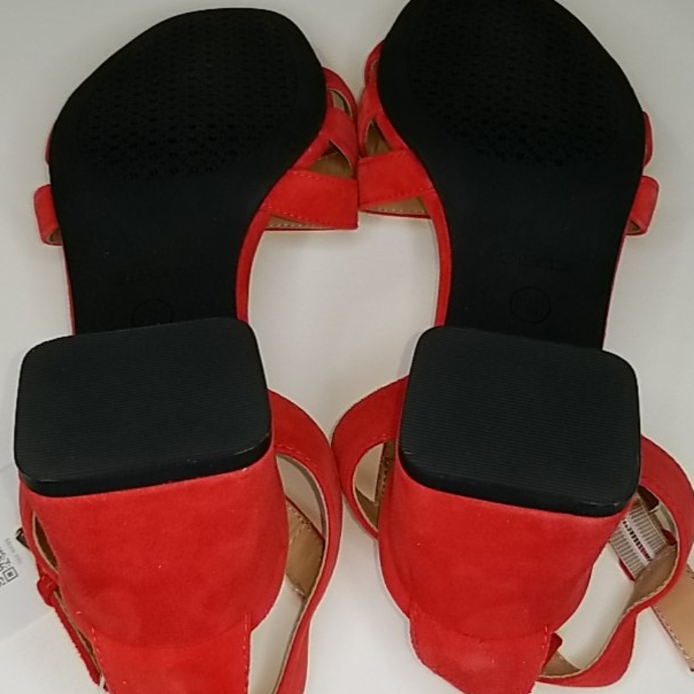 New Scarlet RED GEOX Suede Mid Heel Sandal - Picture 10 of 13